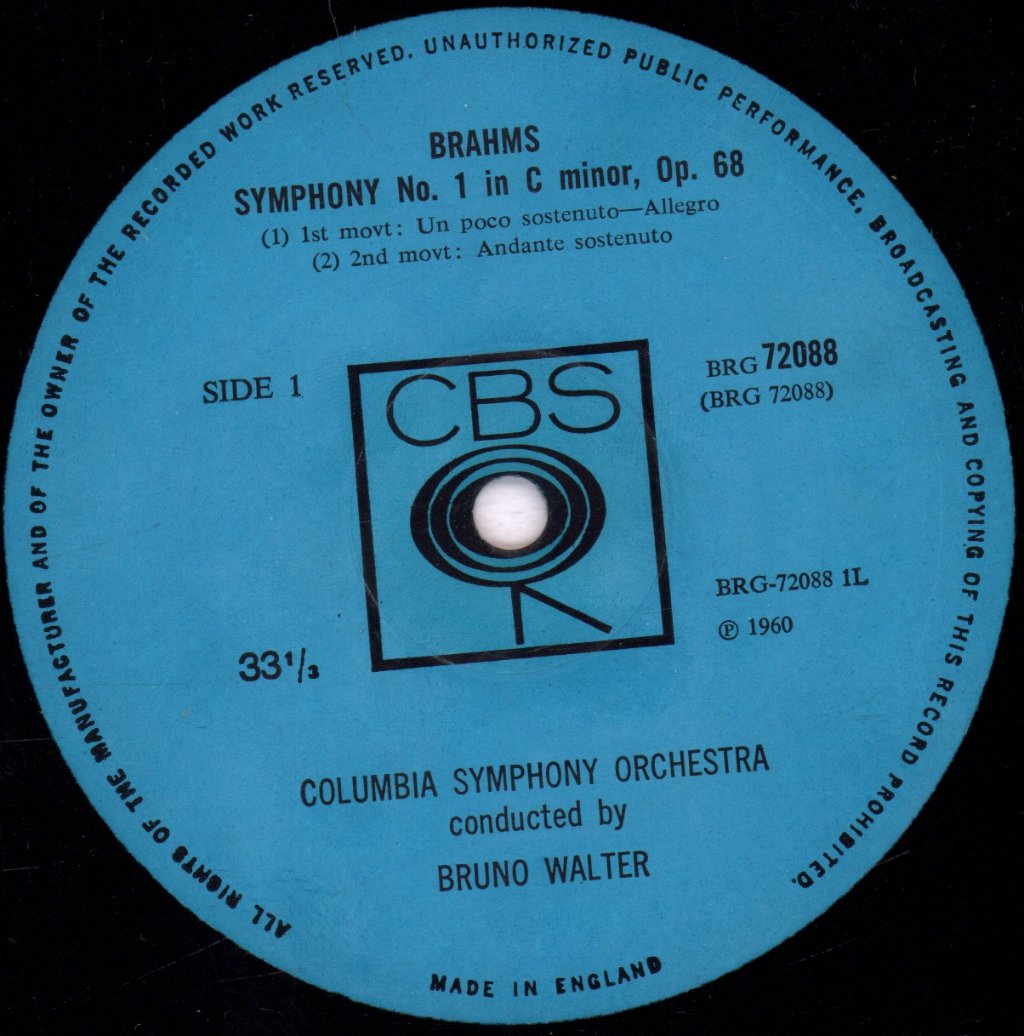 Columbia Symphony Orchestra - Brahms Symphony No. 1 In C Minor, Op. 68 - Lp