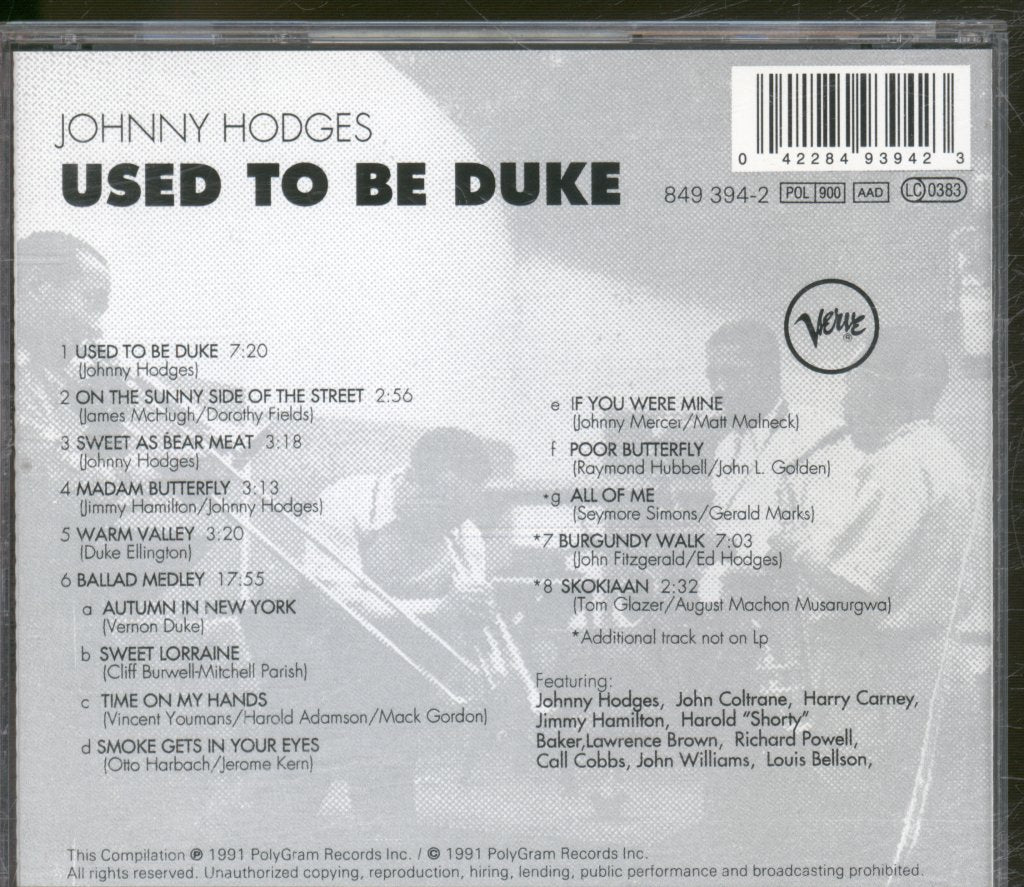 Johnny Hodges And His Orchestra - Used To Be Duke - Cd