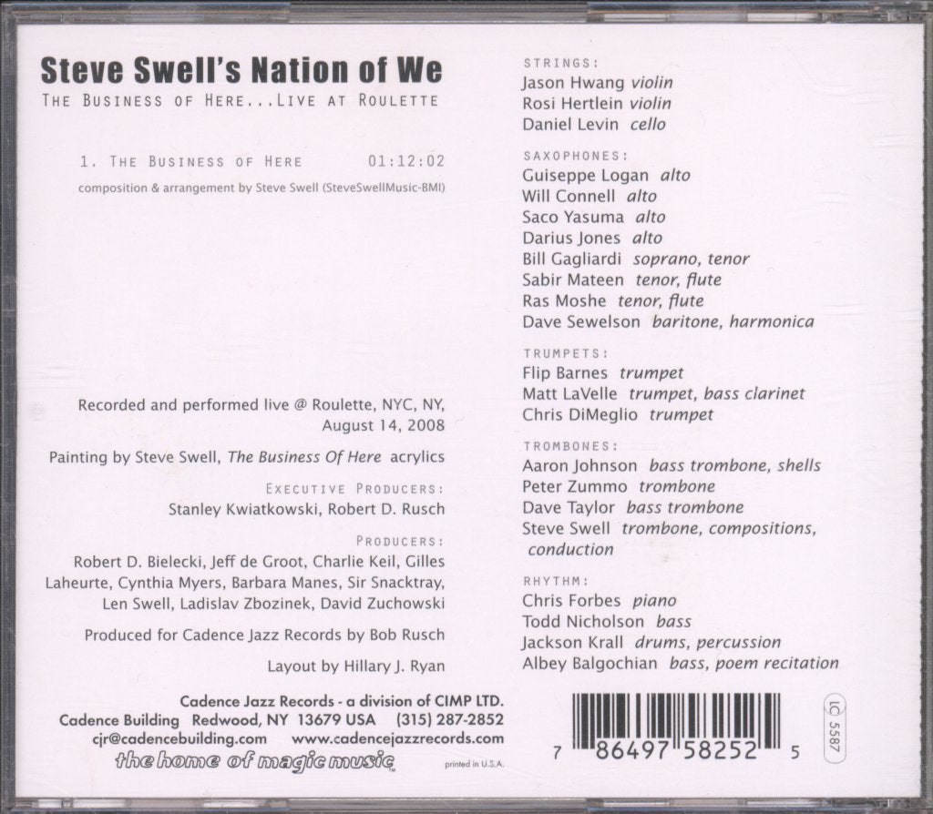 Steve Swell's Nation Of We - Business Of Here … Live At Roulette - Cd
