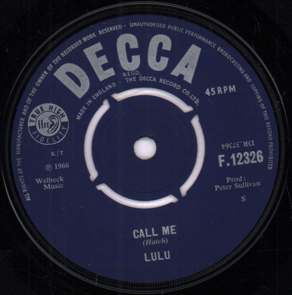 Lulu - Call Me - 7 Inch