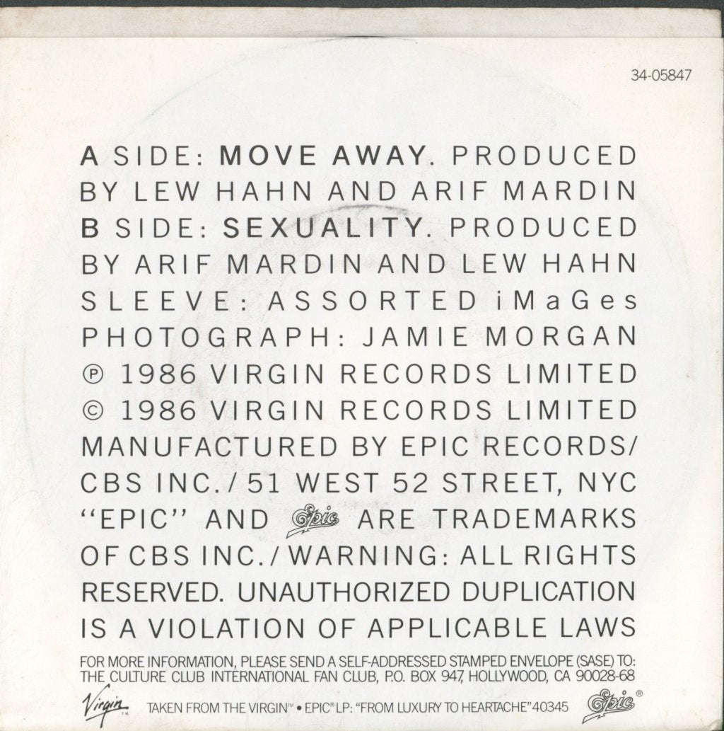 Culture Club - Move Away - 7 Inch