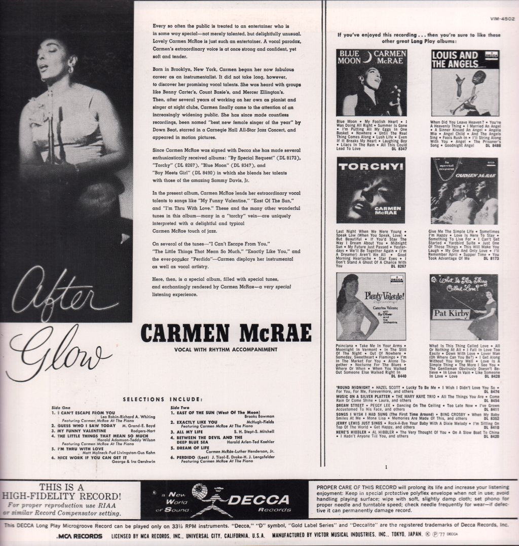 Carmen McRae - After Glow - Lp