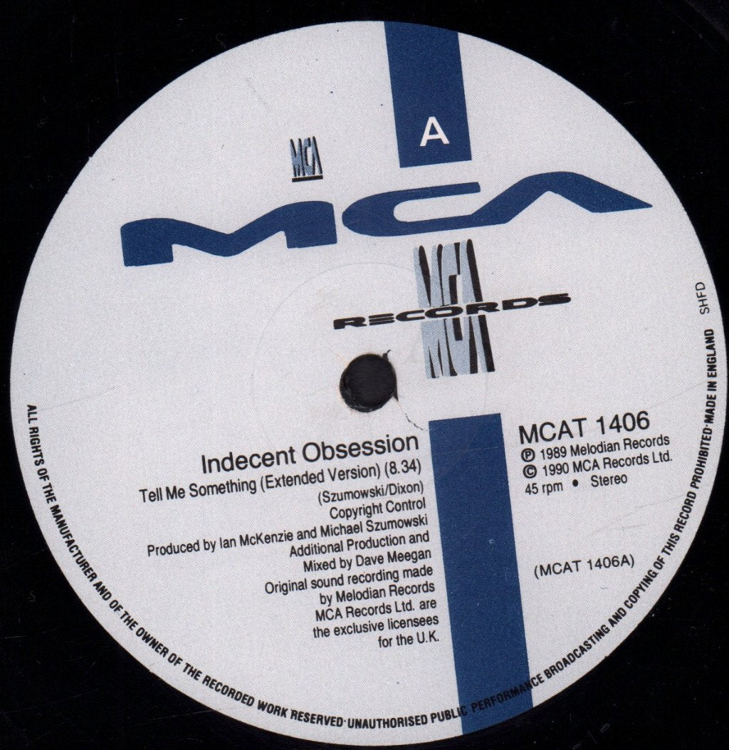 Indecent Obsession - Tell Me Something - 12 Inch