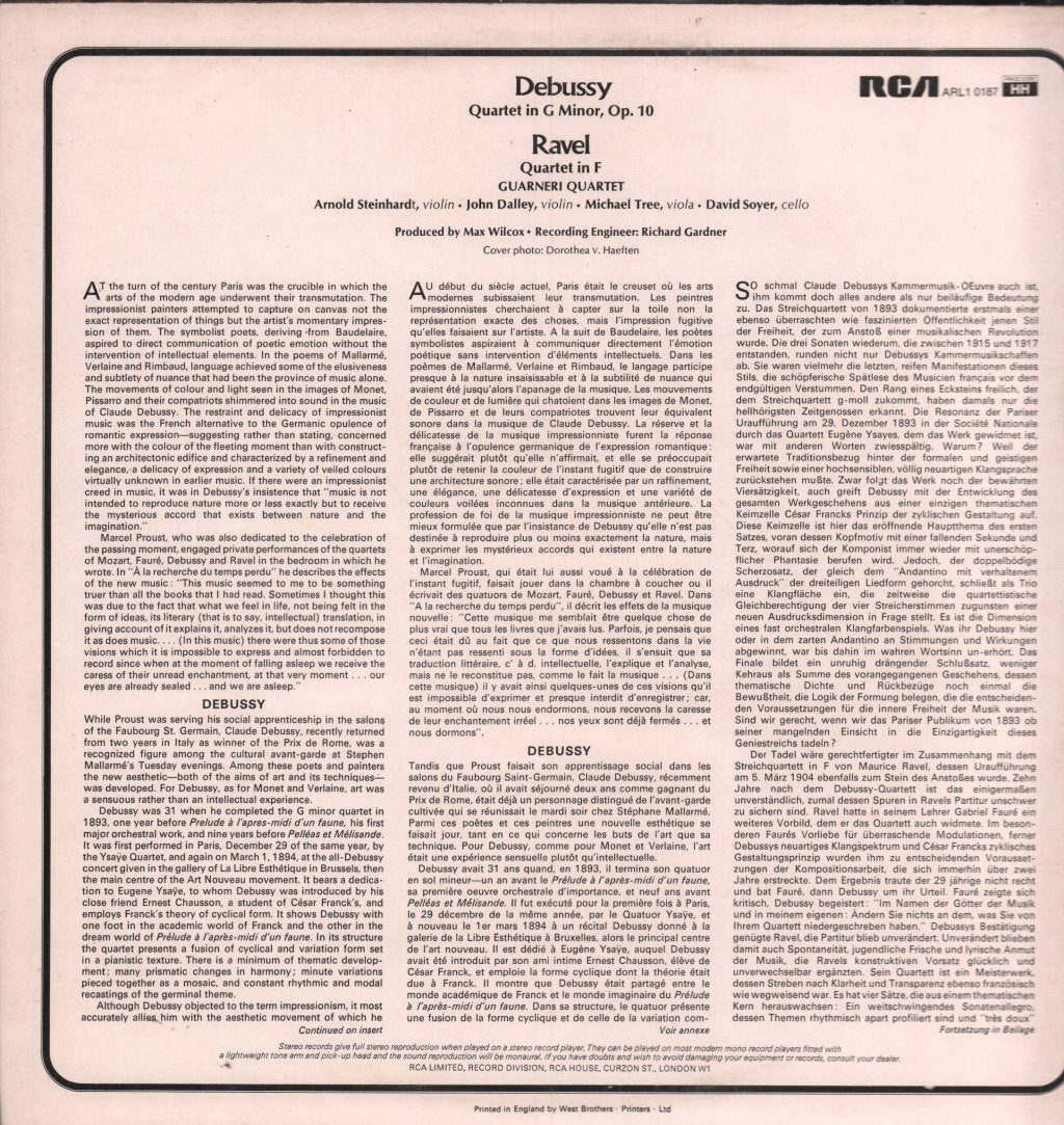 Guarneri Quartet - Debussy/Ravel Quartets - Lp