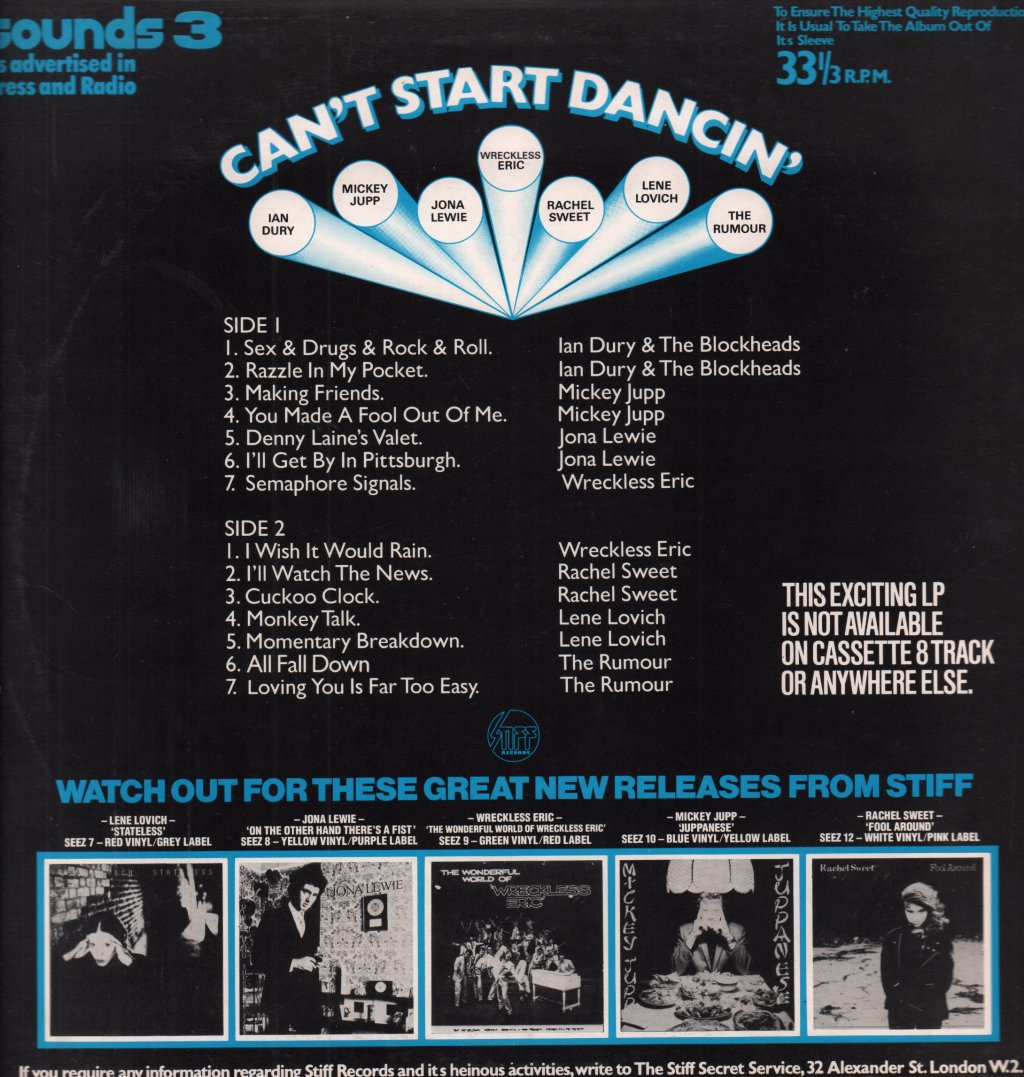 Stiff Sounds - Can't Start Dancin - Lp