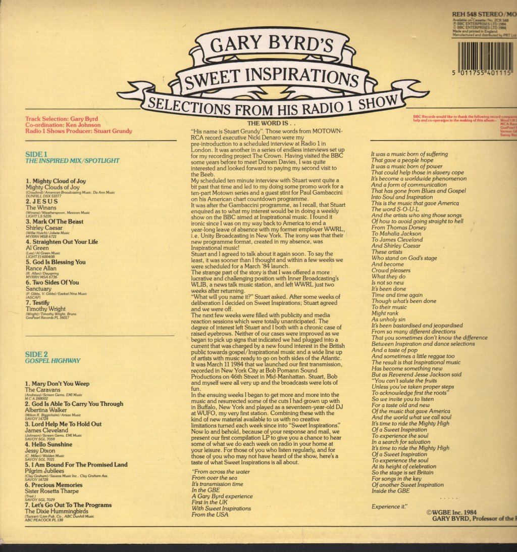 Gary Byrd's Sweet Inspirations - Selections From His Radio 1 Show - Lp