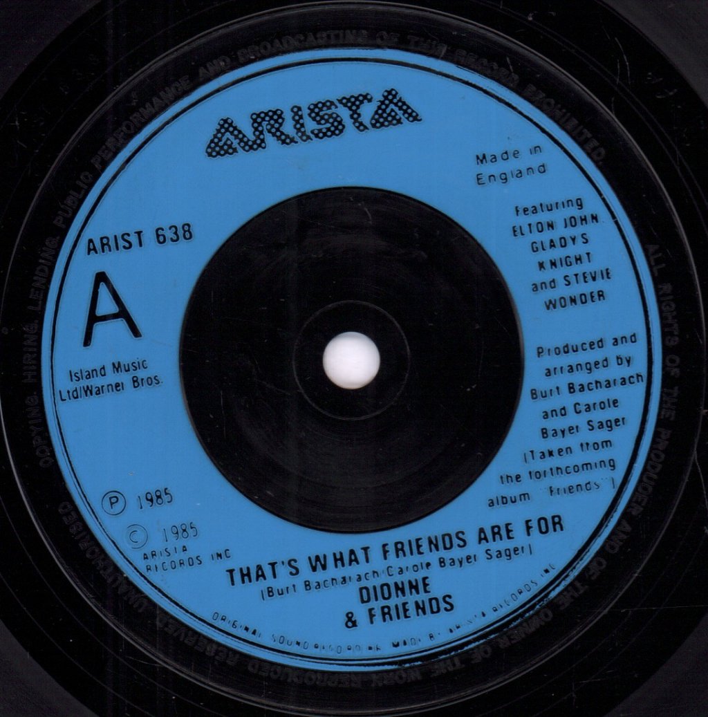 Dionne Warwick And Friends - That's What Friends Are For - 7 Inch