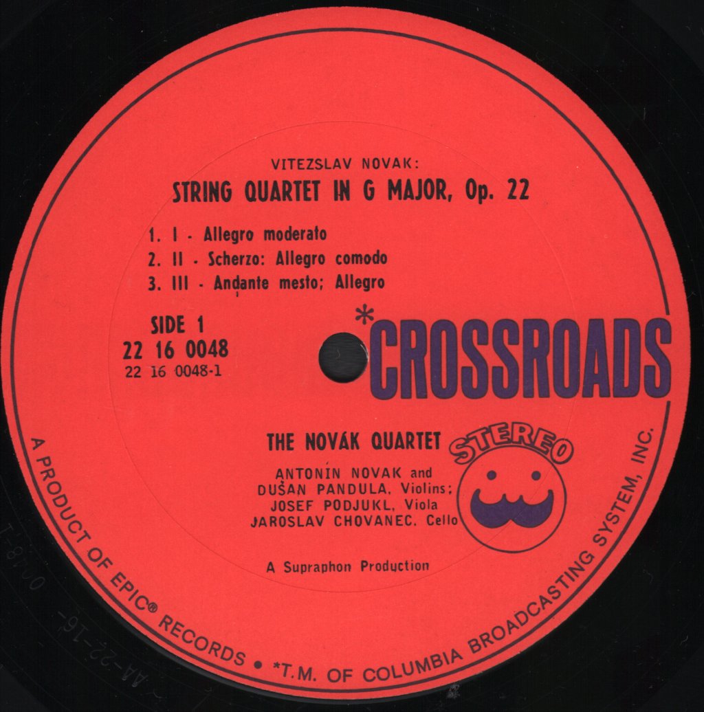 Novak Quartet / Smetana Quartet - Two Great Romantic Quartets - Novak -String Quartet In G Major, Op. 22 / Suk String Quartet In B-Flat Major, Op. 11 - Lp