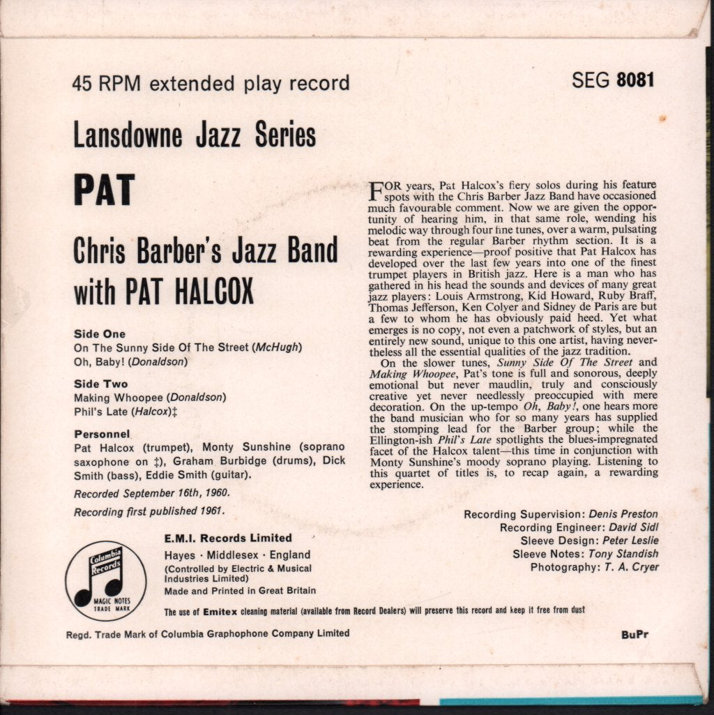 Chris Barber's Jazz Band featuring pat halcox - Pat - 7 Inch