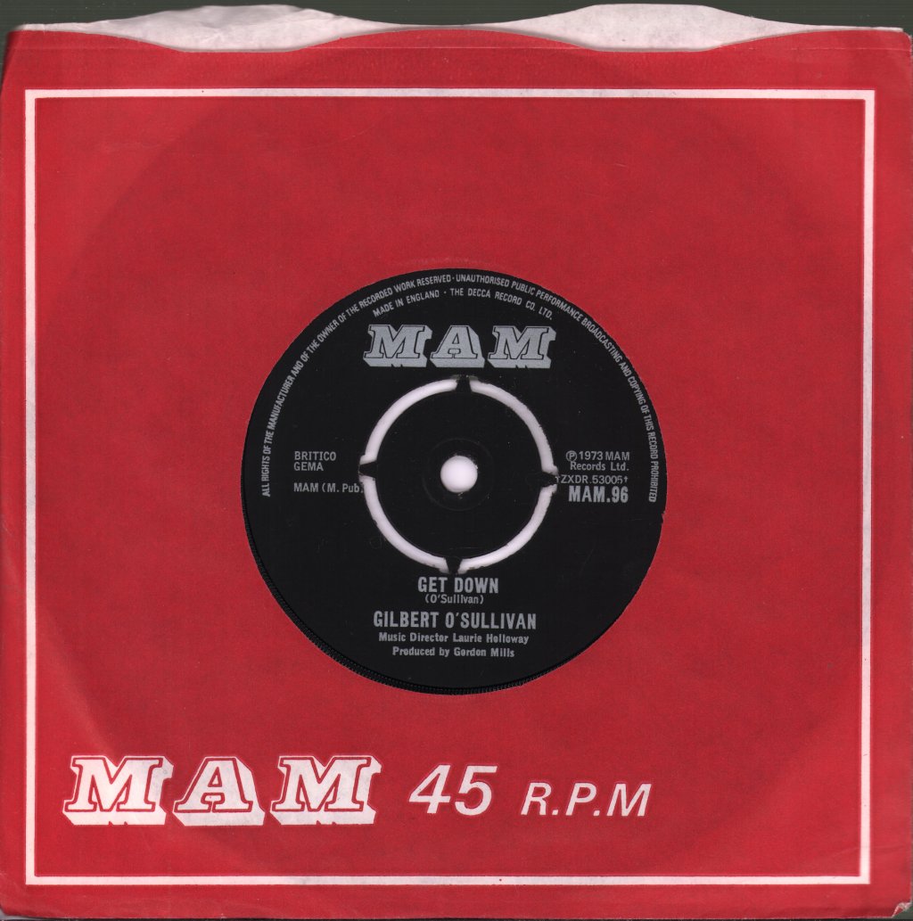 Gilbert O'Sullivan - Get Down - 7 Inch