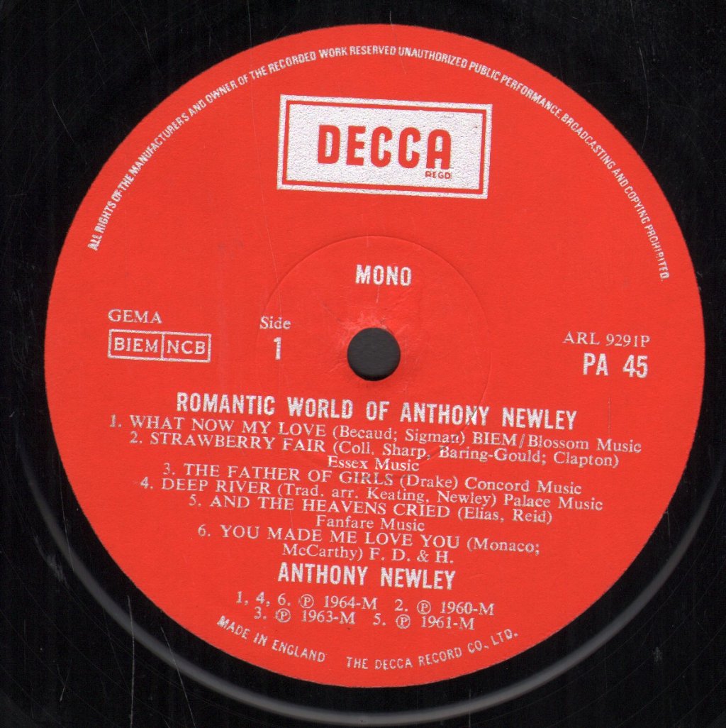 Anthony Newley - Romantic World Of Anthony Newley - Lp