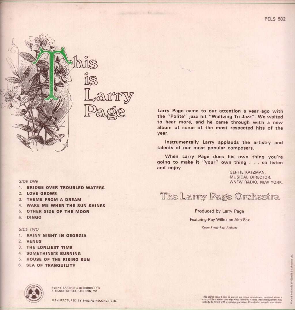 Larry Page Orchestra - This Is Larry Page - Lp