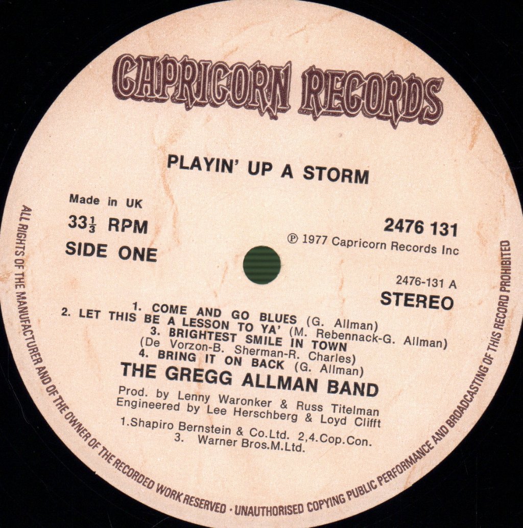 Gregg Allman Band - Playin' Up A Storm - Lp