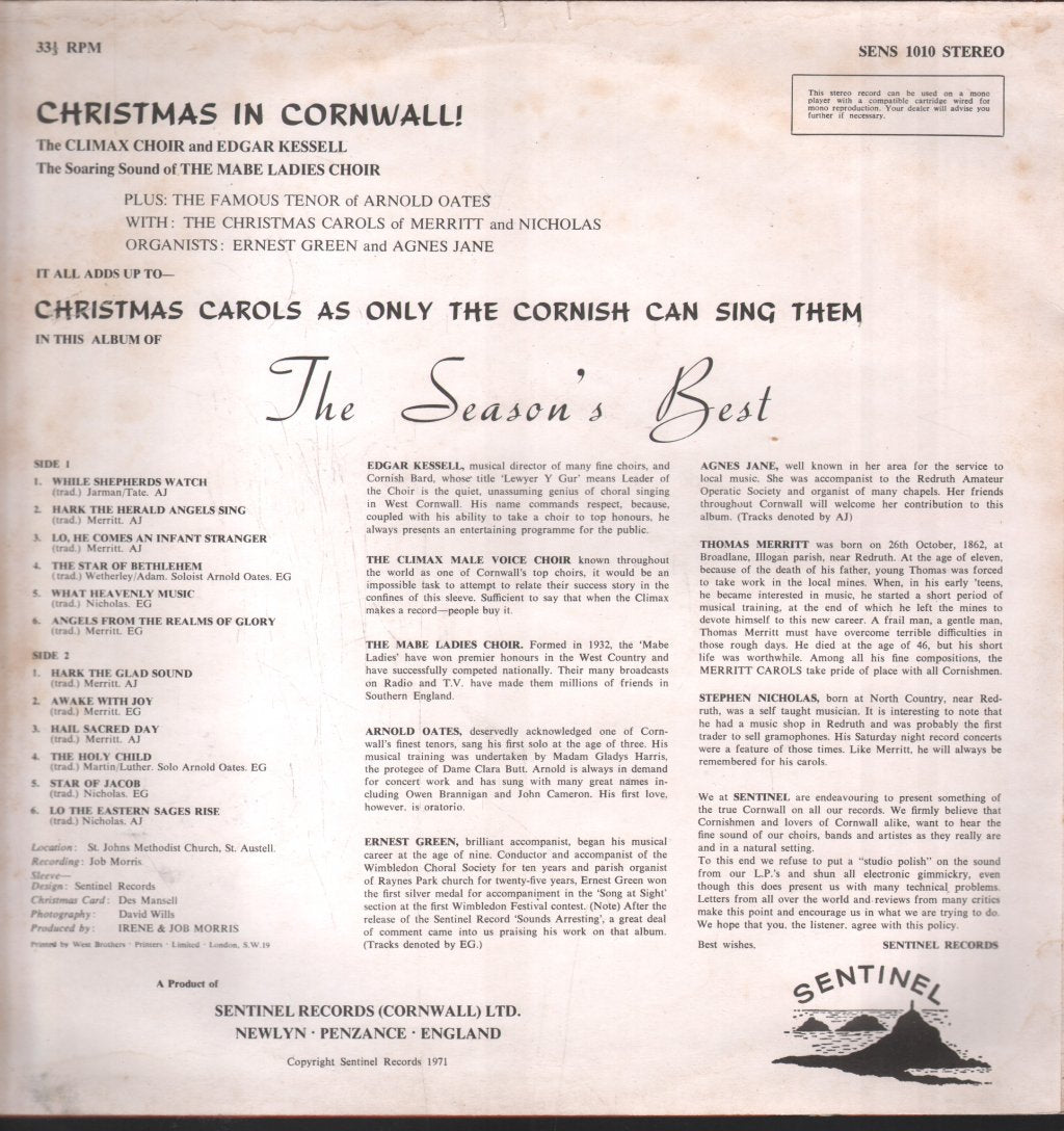 Climax Male Voice Choir / Mabe Ladies Choir - Season's Best - Lp