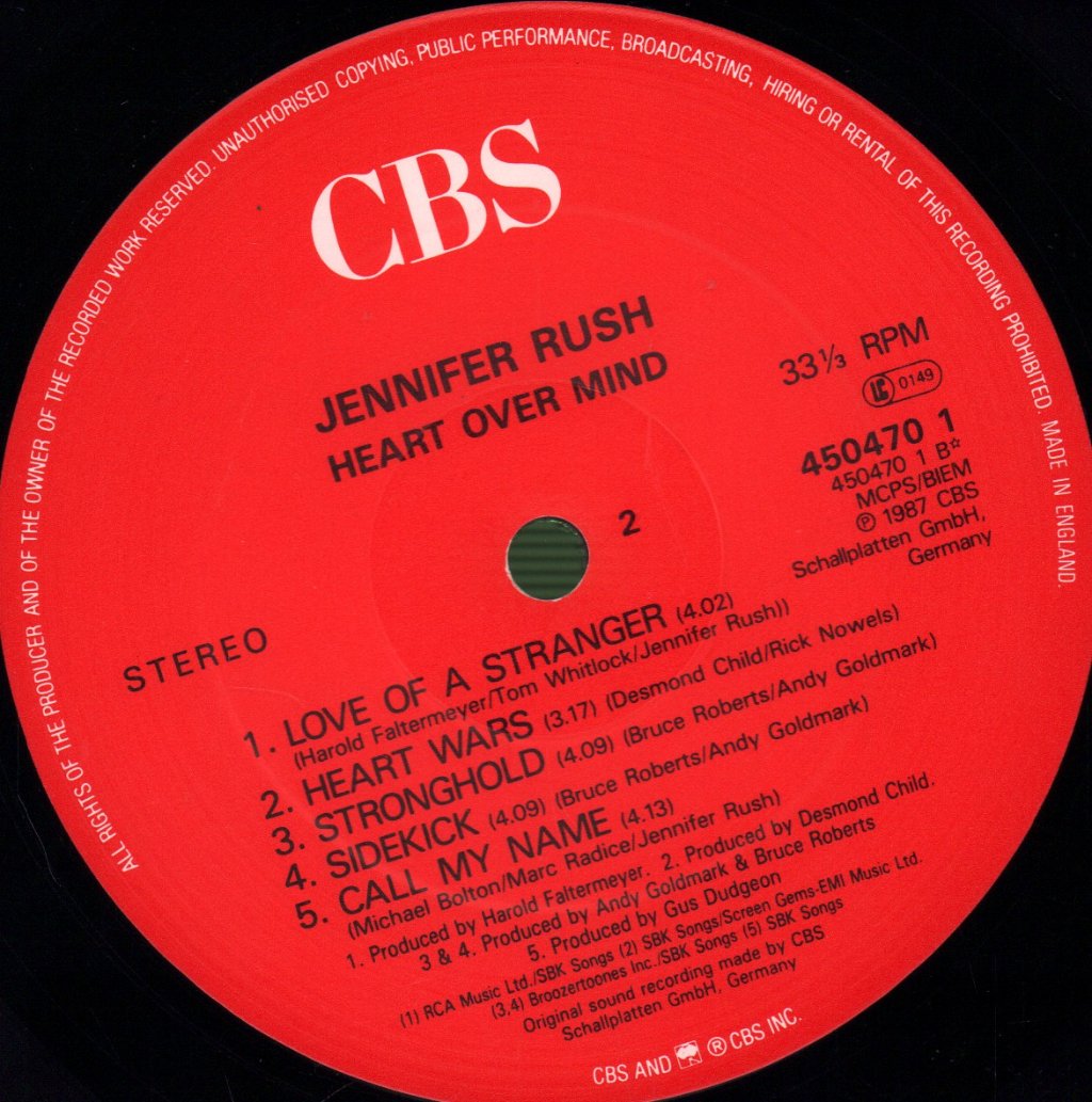 Jennifer Rush - Heart Over Mind - Lp
