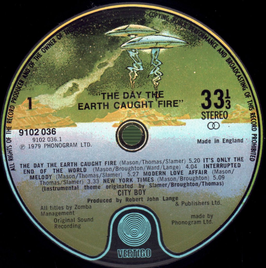 City Boy - Day The Earth Caught Fire - Lp
