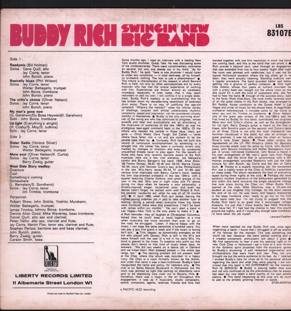 Buddy Rich Big Band - Swingin' New - Lp