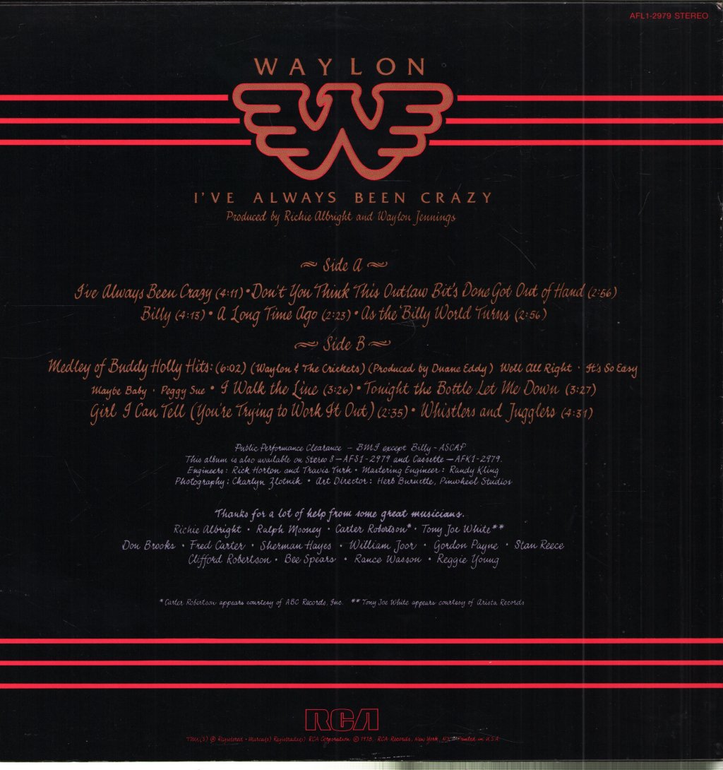 Waylon Jennings - I've Always Been Crazy - Lp