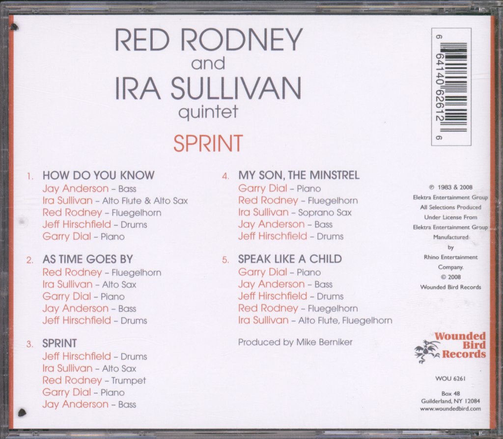 Red Rodney And Ira Sullivan Quintet - Sprint - Cd