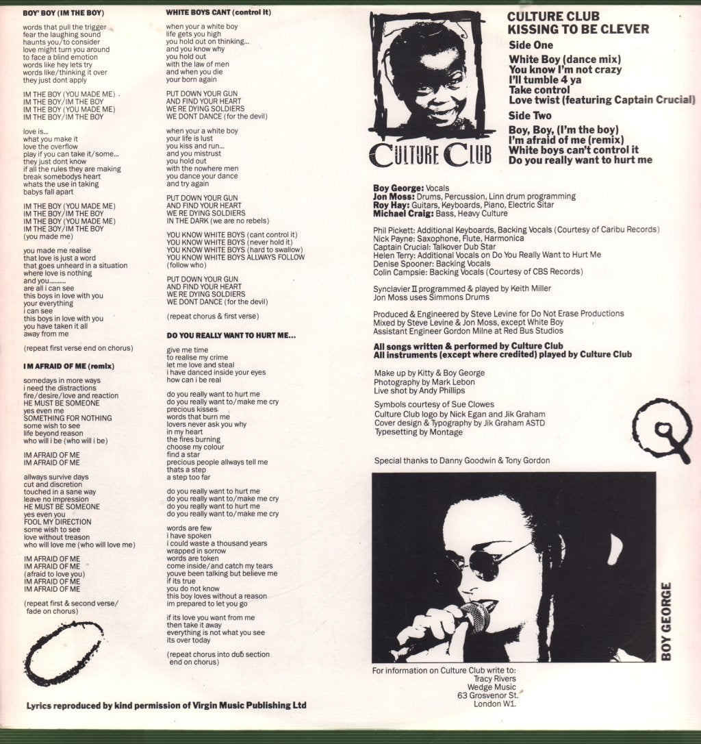 Culture Club - Kissing To Be Clever - Lp