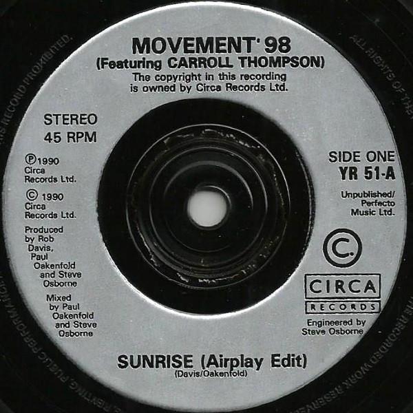Movement 98 Featuring Carroll Thompson - Sunrise - 7 Inch