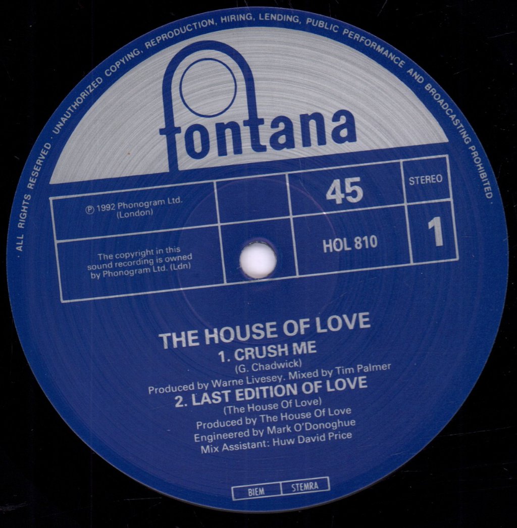 House Of Love - Crush Me - 10 Inch