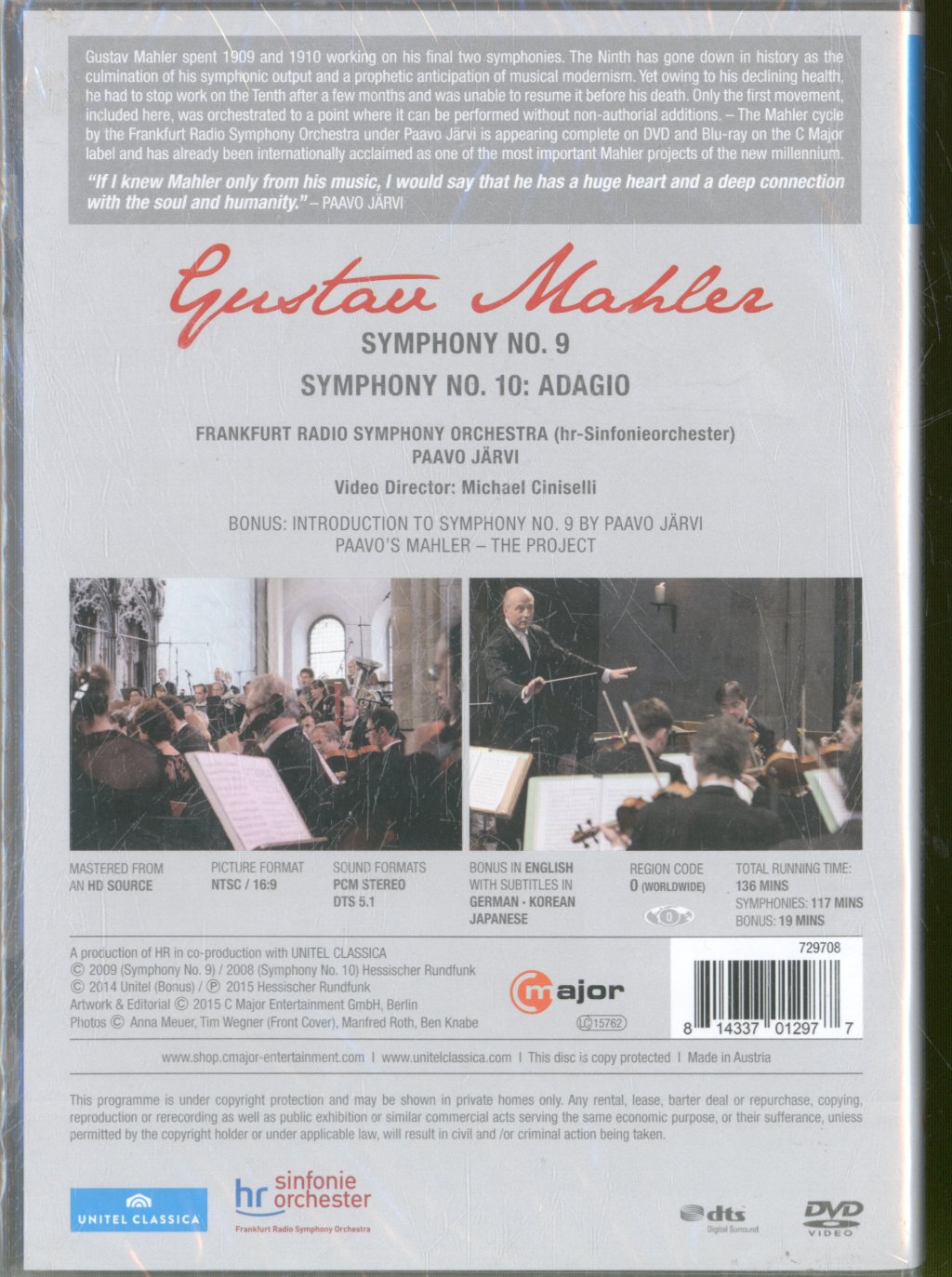 Frankfurt Radio Symphony Orchestra Paavo Jarvi - Mahler - Symphonies Nos 9 & 10 - Dvd