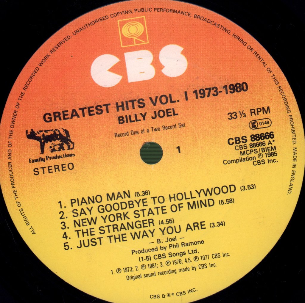 Billy Joel - Greatest Hits Volume 1 And Volume 2 - Double Lp