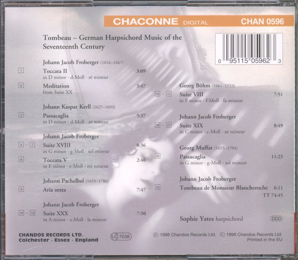 Sophie Yates - Tombeau (German Harpsichord Music Of The 17th Century) - Cd