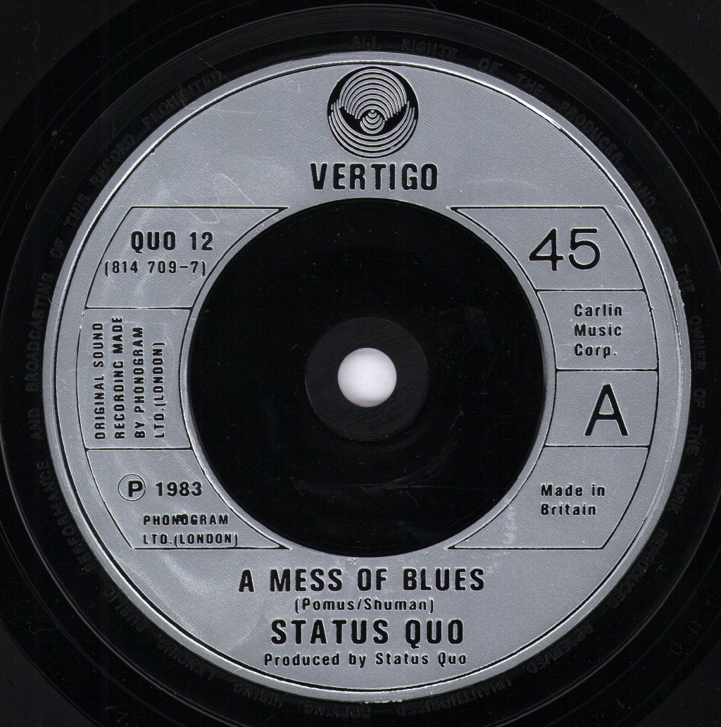Status Quo - A Mess Of Blues - 7 Inch