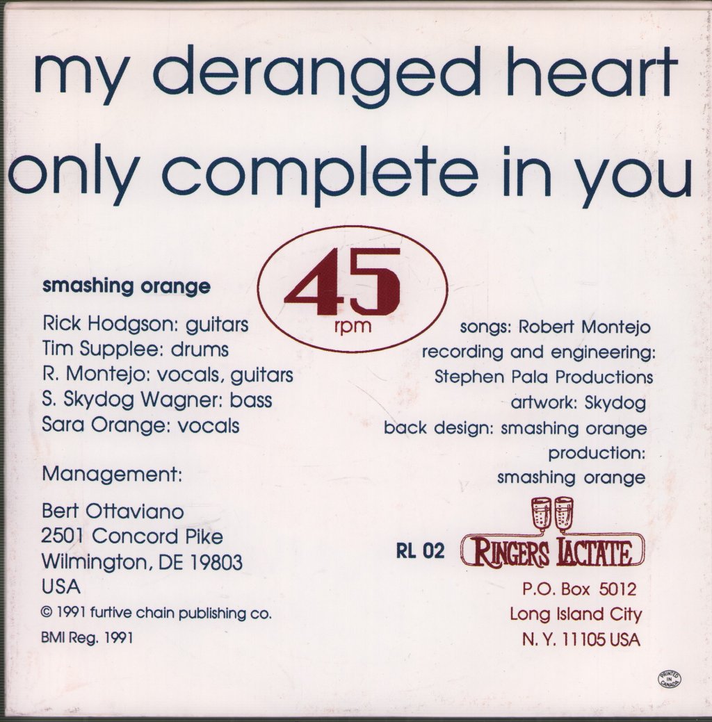 Smashing Orange - My Deranged Heart - 7 Inch