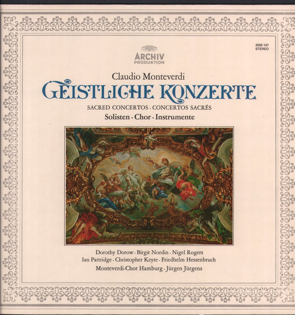 Dorothy Dorow / Birgit Nordin / Nigel Rogers / Ian Partridge / Monteverdi-Chor Hamburg - Claudio Monteverdi - Geistliche Konzerte - Lp