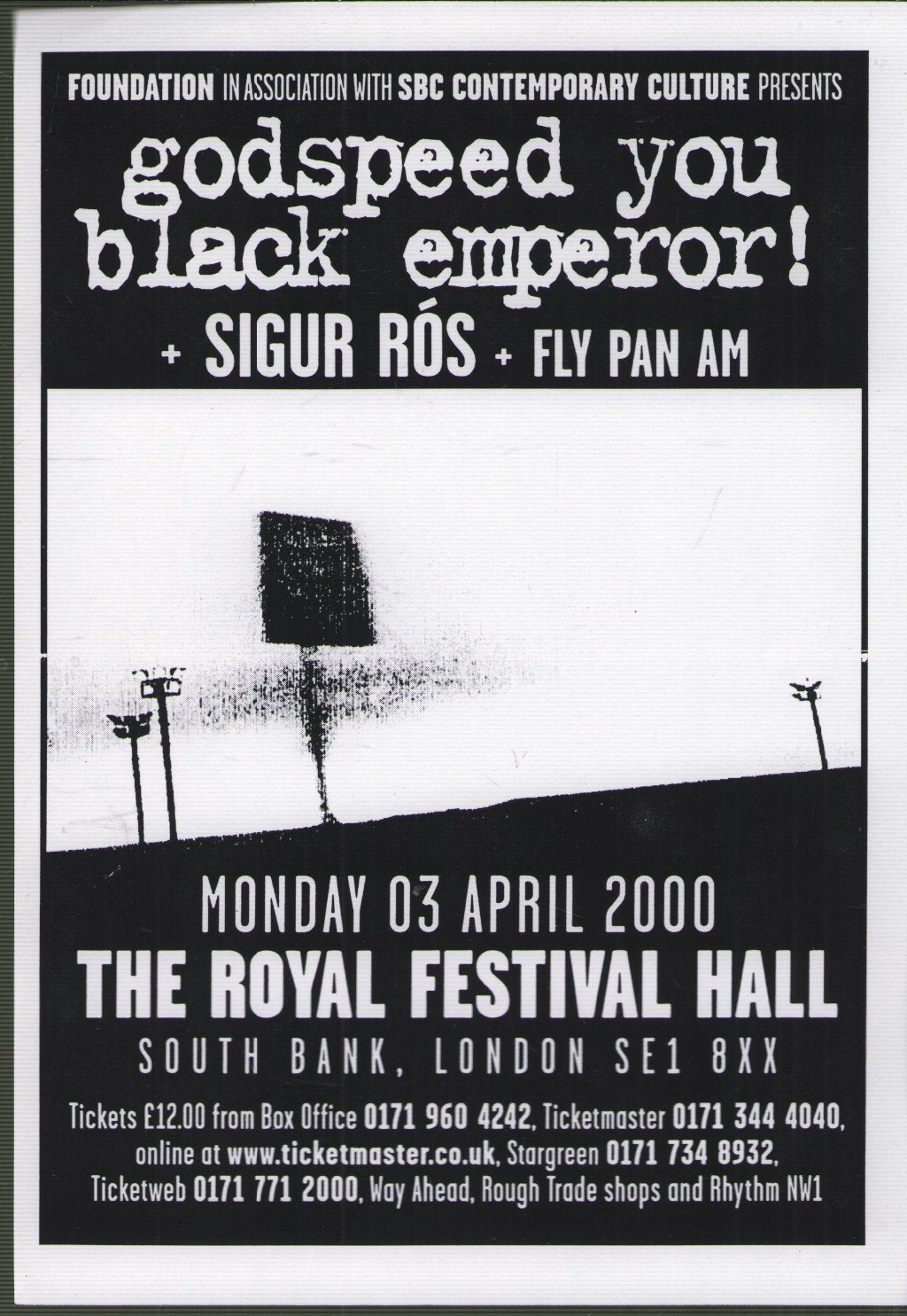Godspeed You Black Emperor - Royal Festival Hall 3rd April 2000 - Flyer