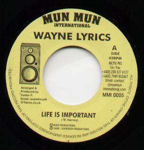 Wayne Lyrics - Life Is Important - 7 Inch