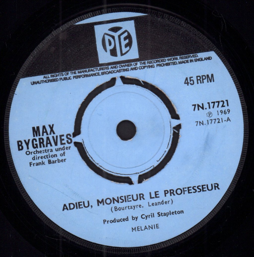 Max Bygraves - Adieu Monsieur Le Professeur - 7 Inch