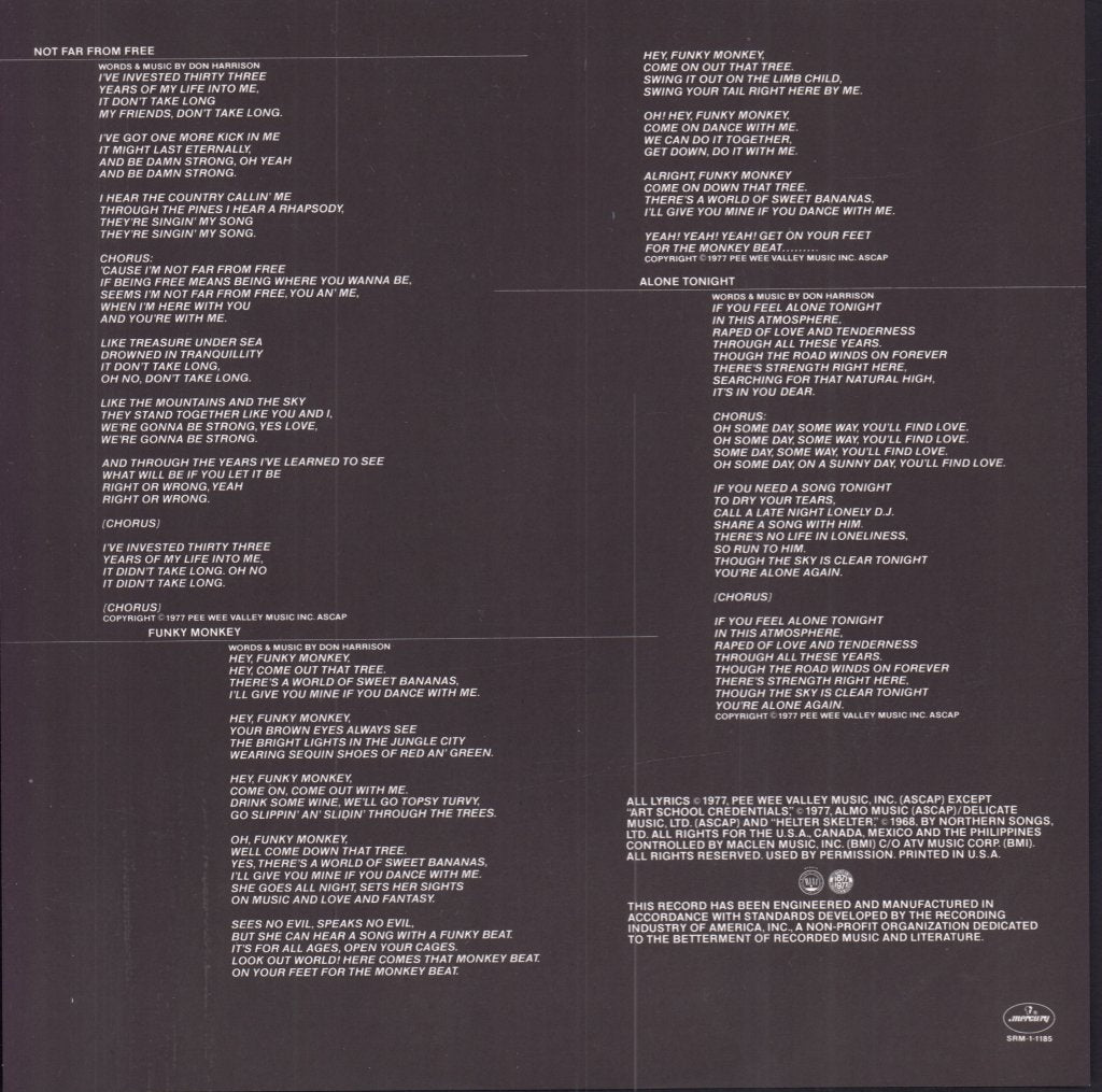 Don Harrison - Not Far From Free - Lp