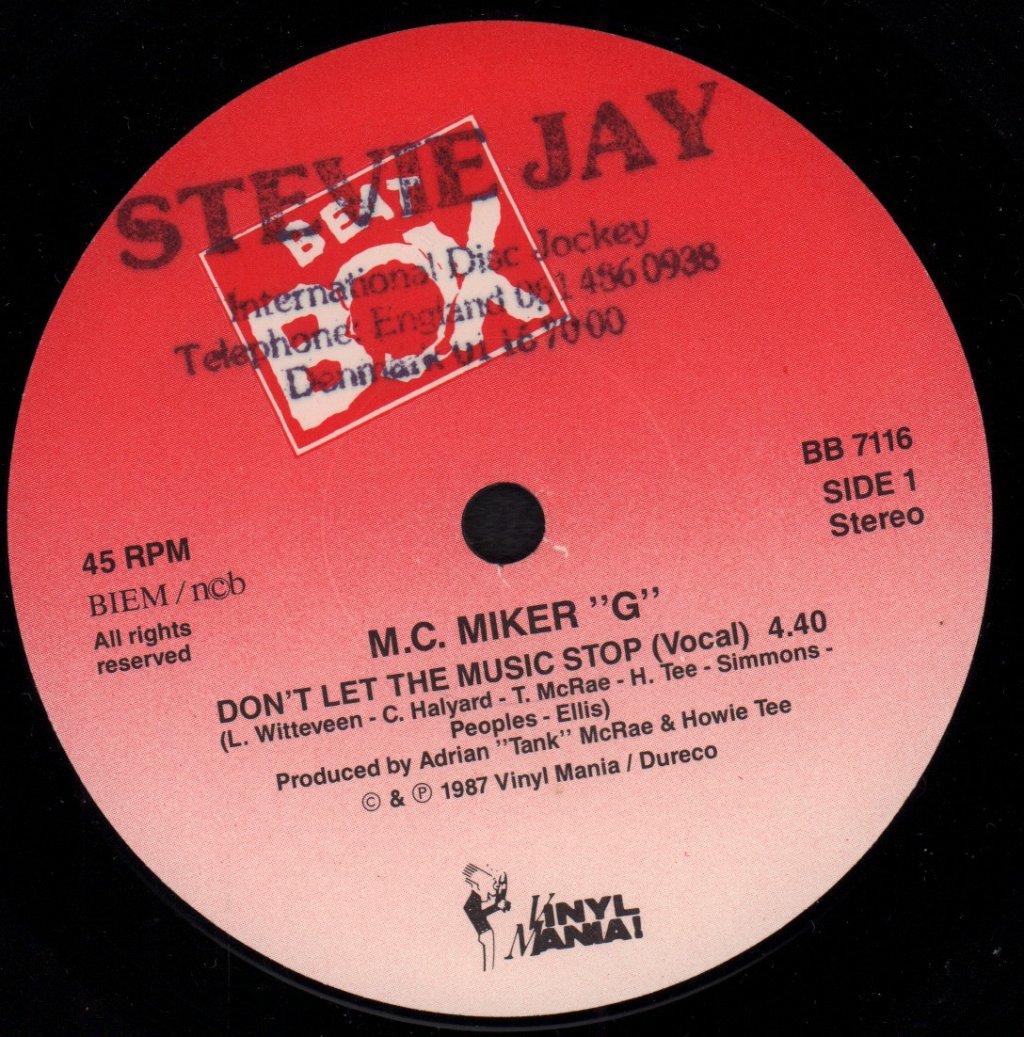 MC Miker G - Don't Let The Music Stop - 7 Inch