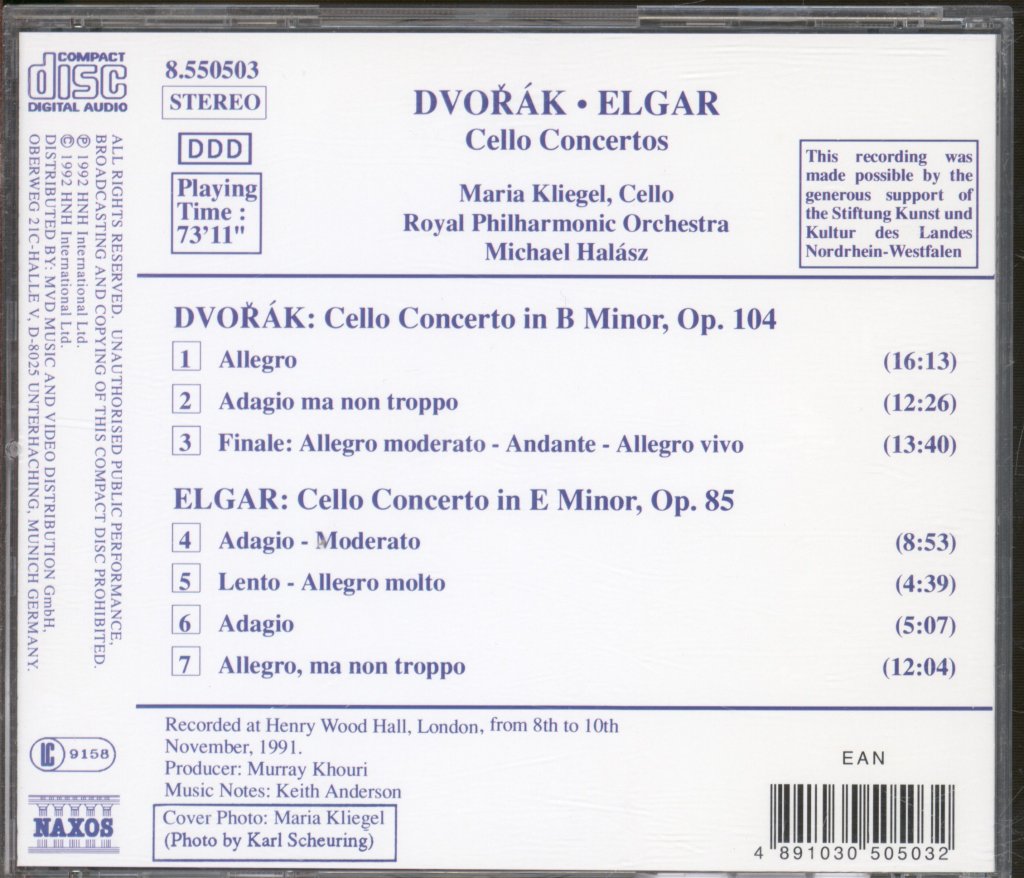 Royal Philharmonic Orchestra, Michael Halász - Dvorak / Elgar - Cello Concertos - Cd