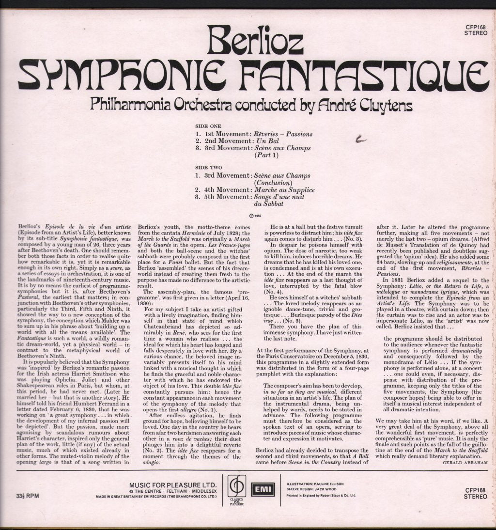 Andre Cluytens / Philharmonia Orchestra - Berlioz - Symphonie Fantastique - Lp