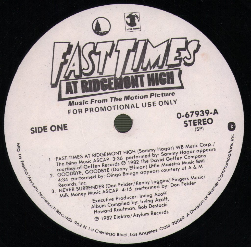 Various Artists - Fast Times At Ridgemont High • Music From The Motion Picture - Lp