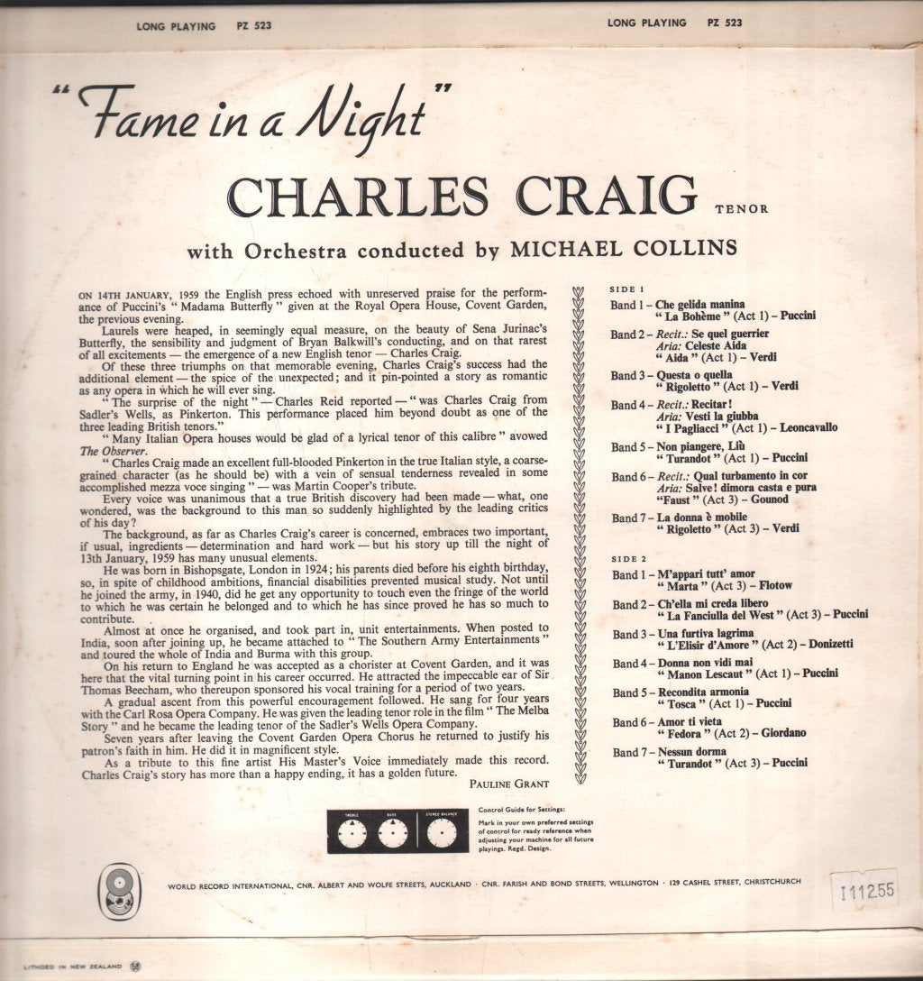 Charles Craig - Fame In A Night - Lp