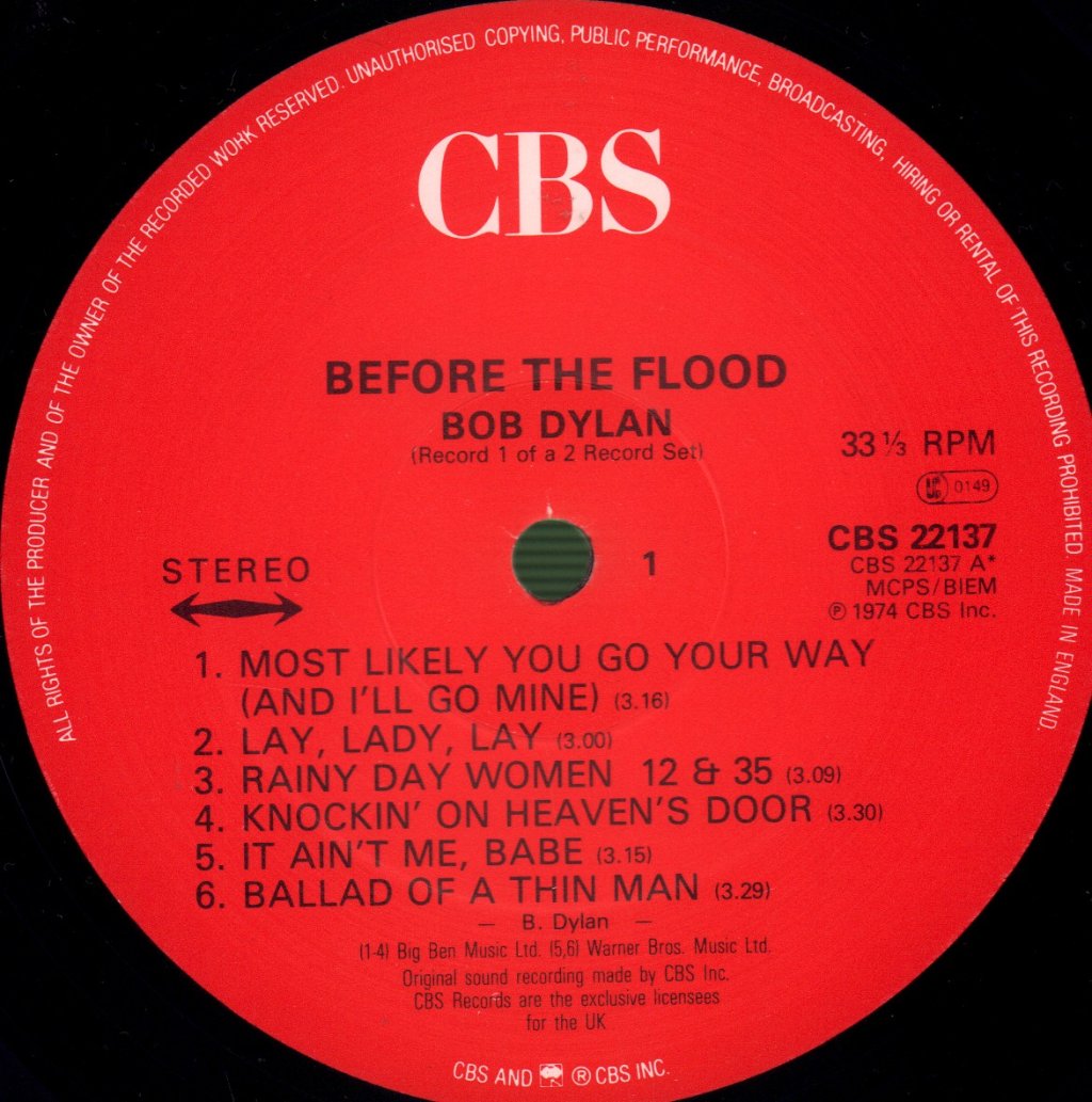 Bob Dylan and The Band - Before The Flood - Double Lp