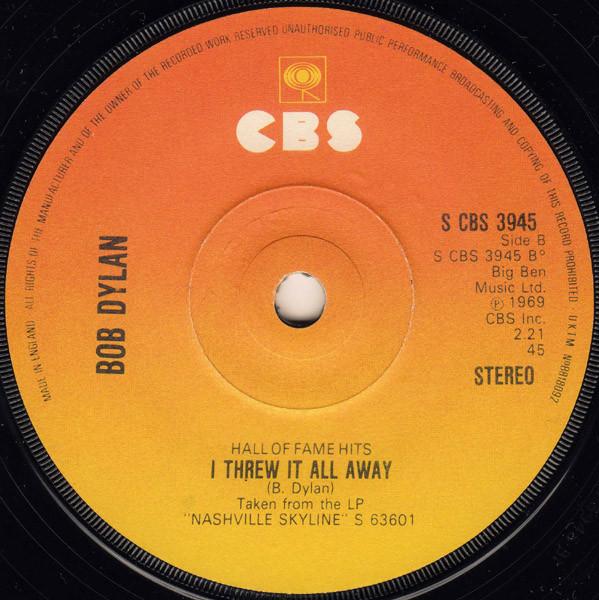 Bob Dylan - Lay Lady Lay / I Threw It All Away - 7 Inch