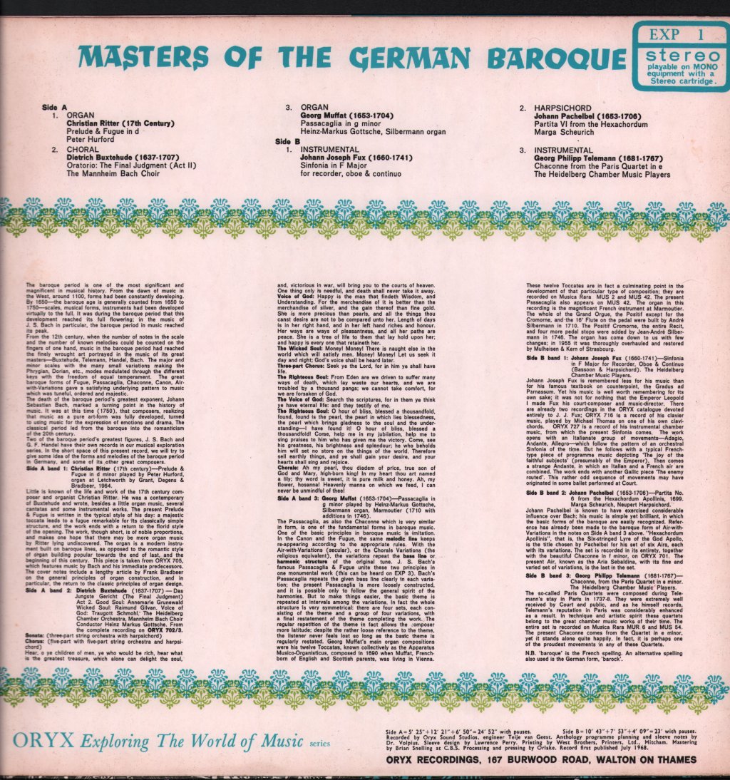 Various Artists - Masters Of The German Baroque - Lp
