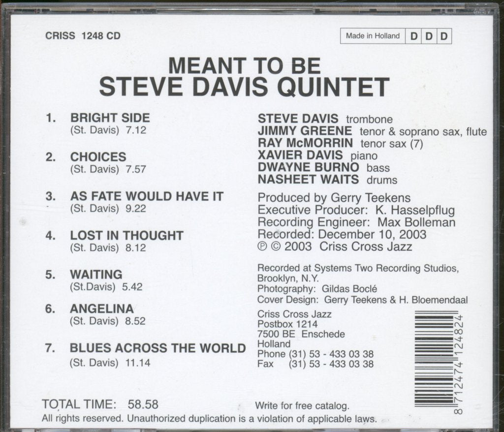 Steve Davis Quintet - Meant To Be - Cd