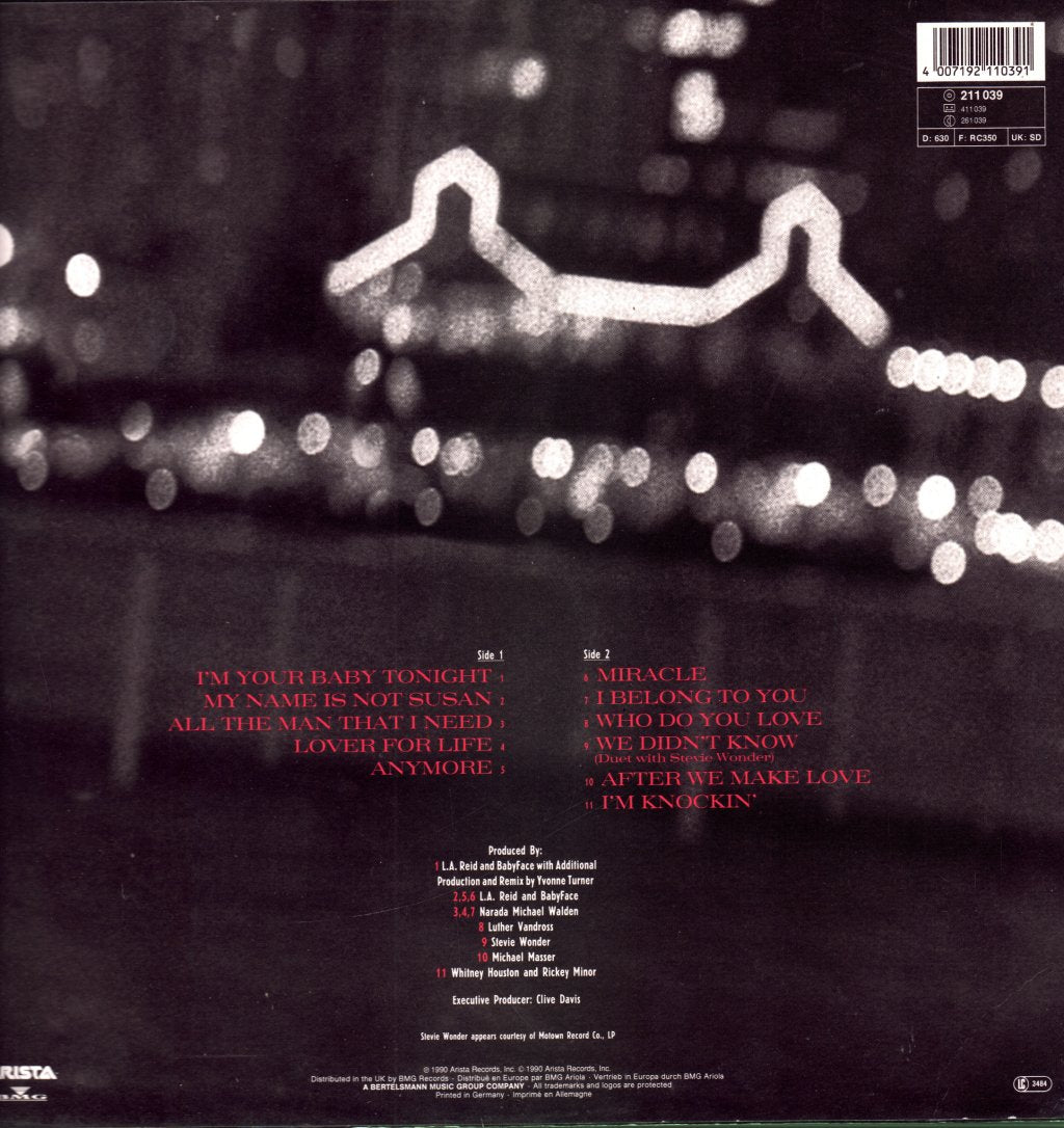Whitney Houston - I'm Your Baby Tonight - Lp