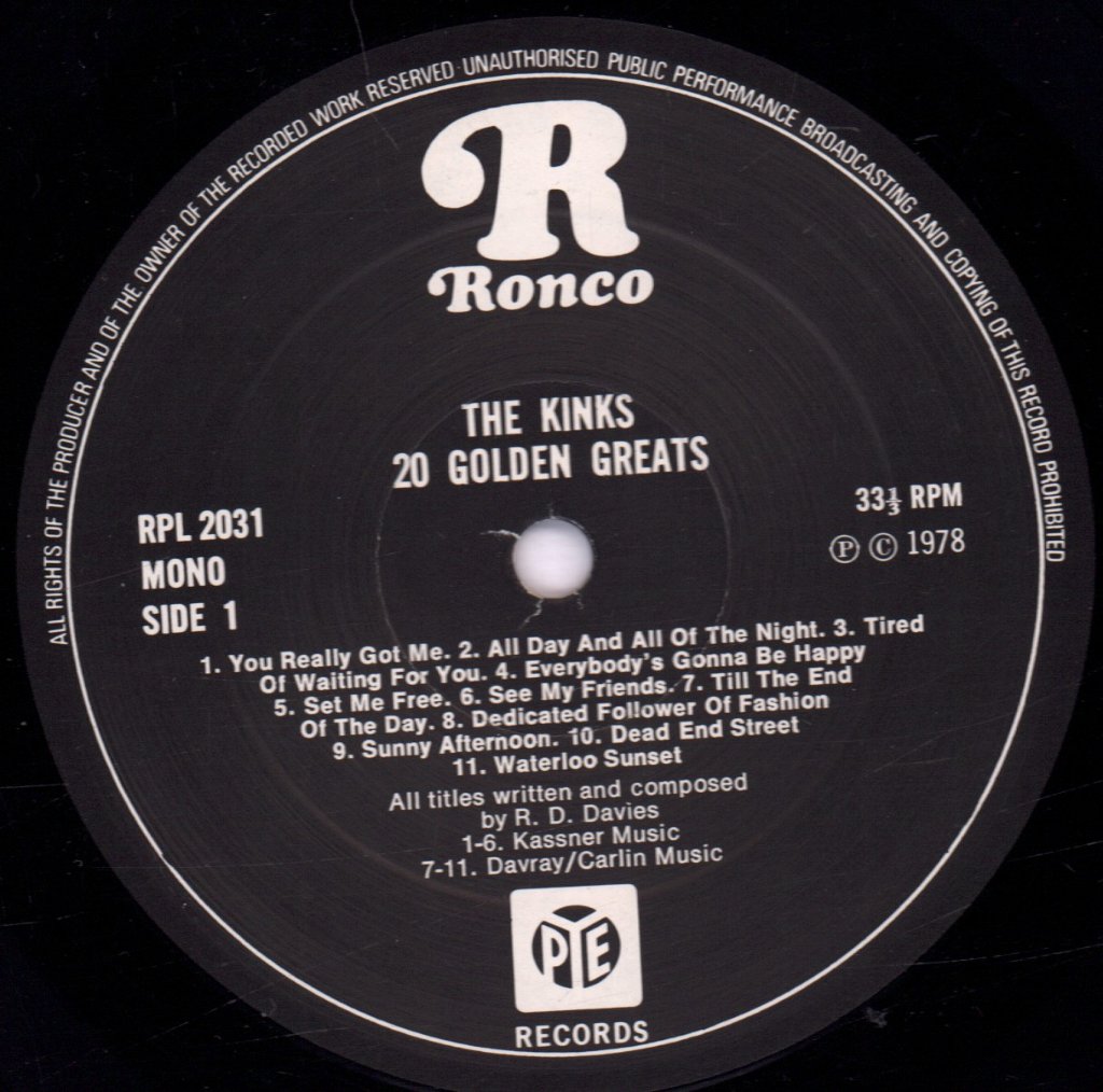 Kinks - 20 Golden Greats - Lp