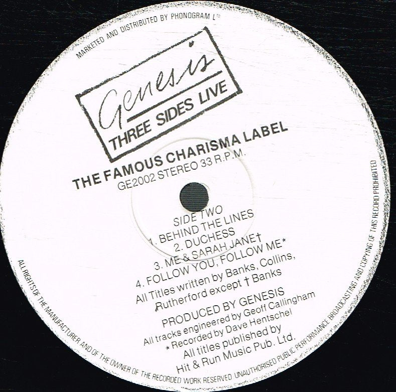 Genesis - Three Sides Live - Double Lp