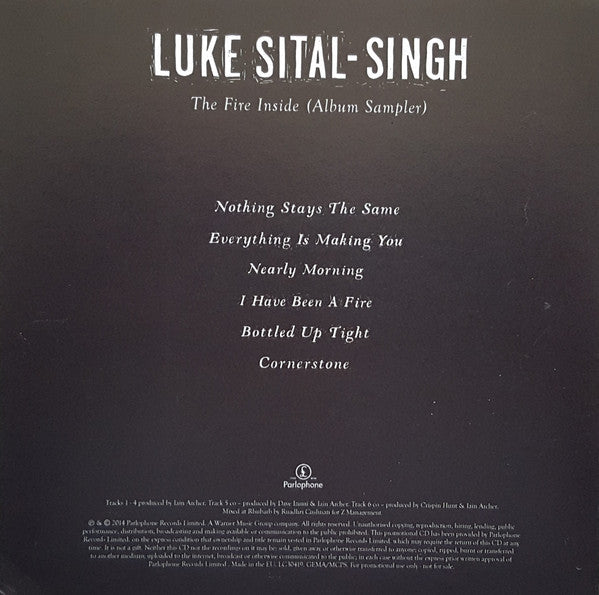 Luke Sital-Singh - Fire Inside (Album Sampler) - Cdr