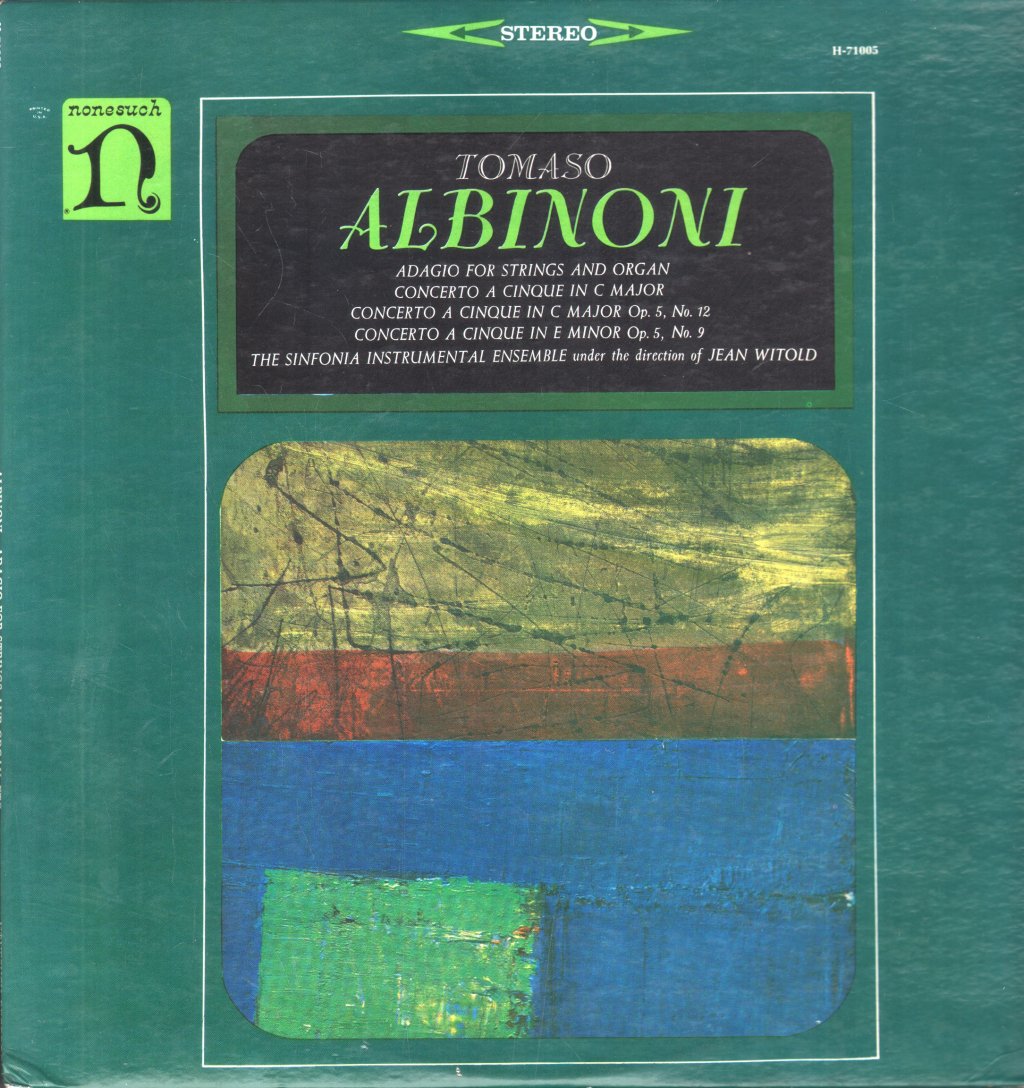 Sinfonia Instrumental Ensemble / Jean Witold - Tomaso Albinoni - Adagio For Strings And Organ - Lp
